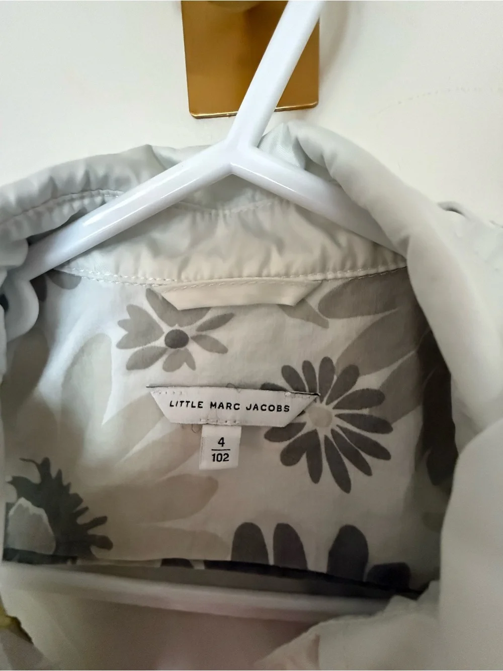 Little Marc Jacobs Cream Hooded Raincoat with Yellow Trim
